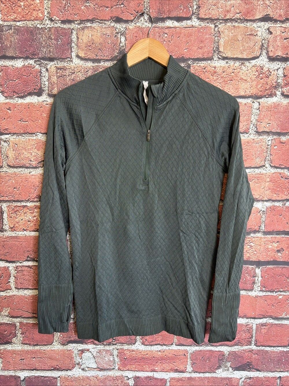 Lululemon Rest Less 1/2 Zip Grid Warp Green Womens 10